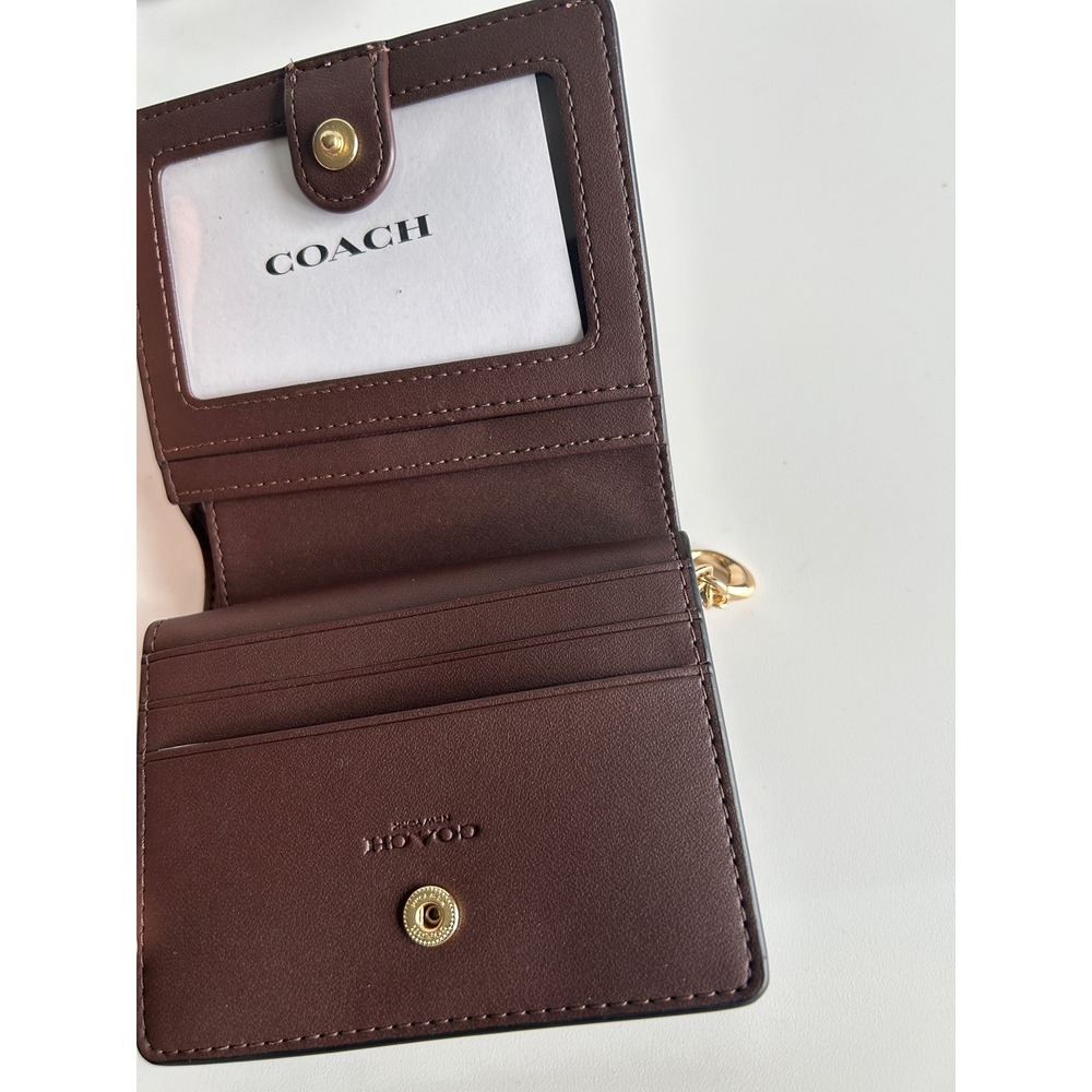 Coach Snap Wallet Brown Signature Chenille CCQ32 Excellent - Picture 3 of 6
